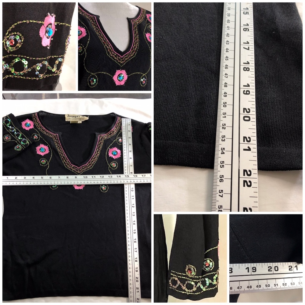 Joseph A finely knit sweater embellished floral - Picture 7 of 8